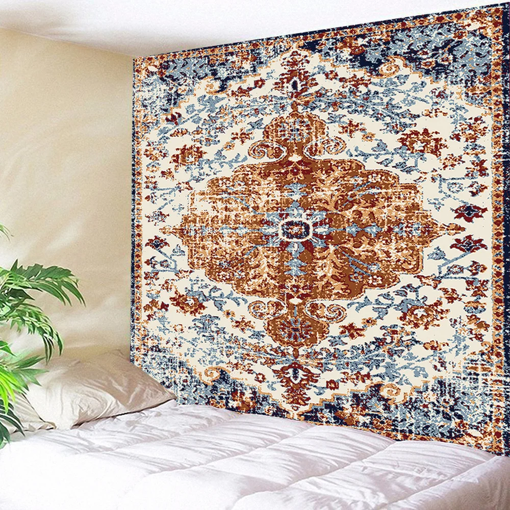 Гобелен с геометрическим узором большой настенный в винтажную клетку для пляжа