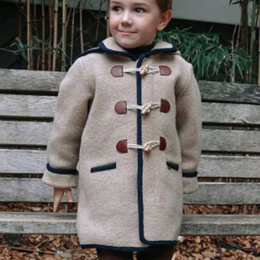 Boys and girls winter double faced woolen coat baby children vintage Spanish England Claw buckle wool blends outwear