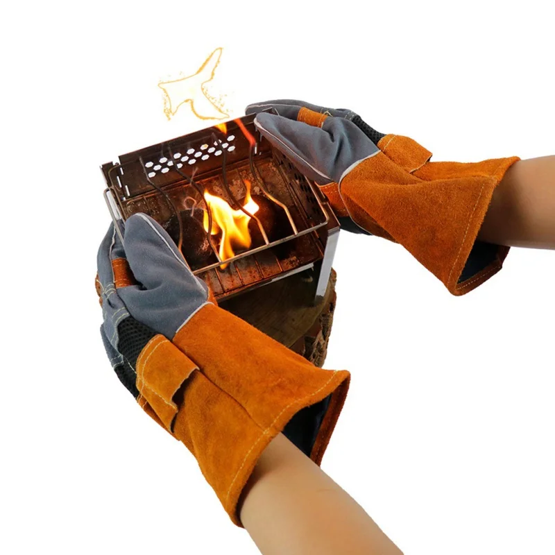 

Outdoor Camping BBQ Anti-Burn Long Glove Anti-scald Glove High Temperature Resistant Protective Gloves