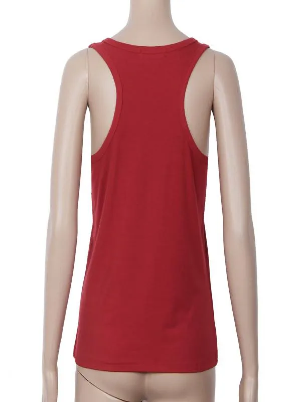 Лето 2019 женские майки без рукавов с буквенным принтом круглый вырез свободная