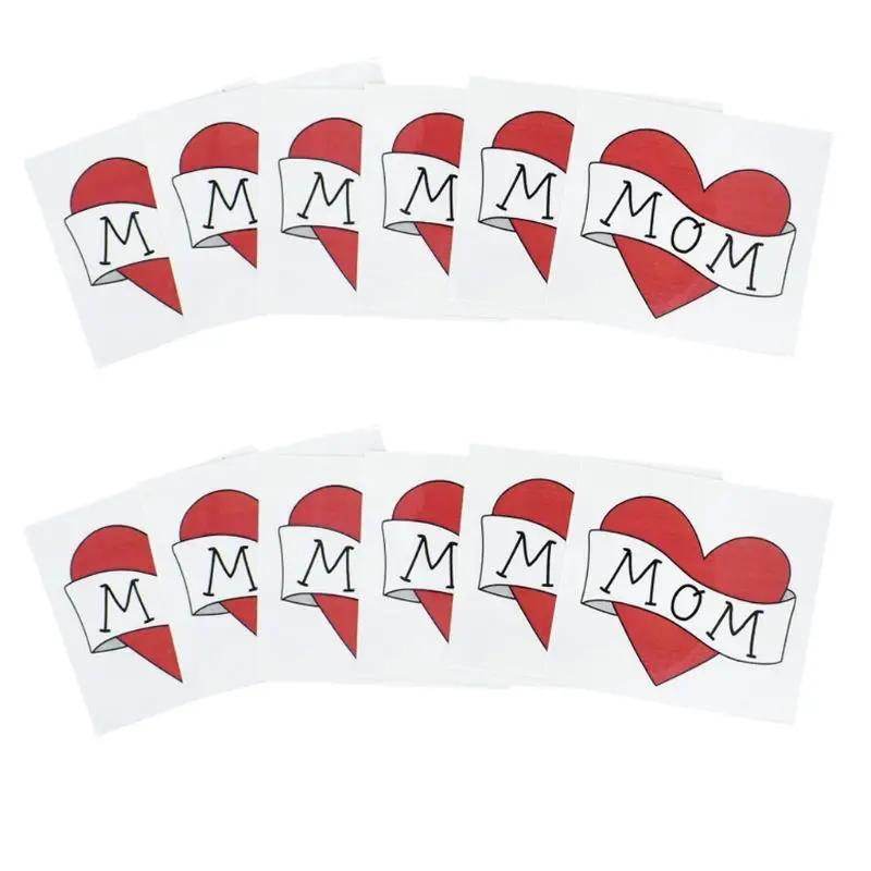 Водостойкая Съемная Временная тату-наклейка красное сердце любовь папа/мама