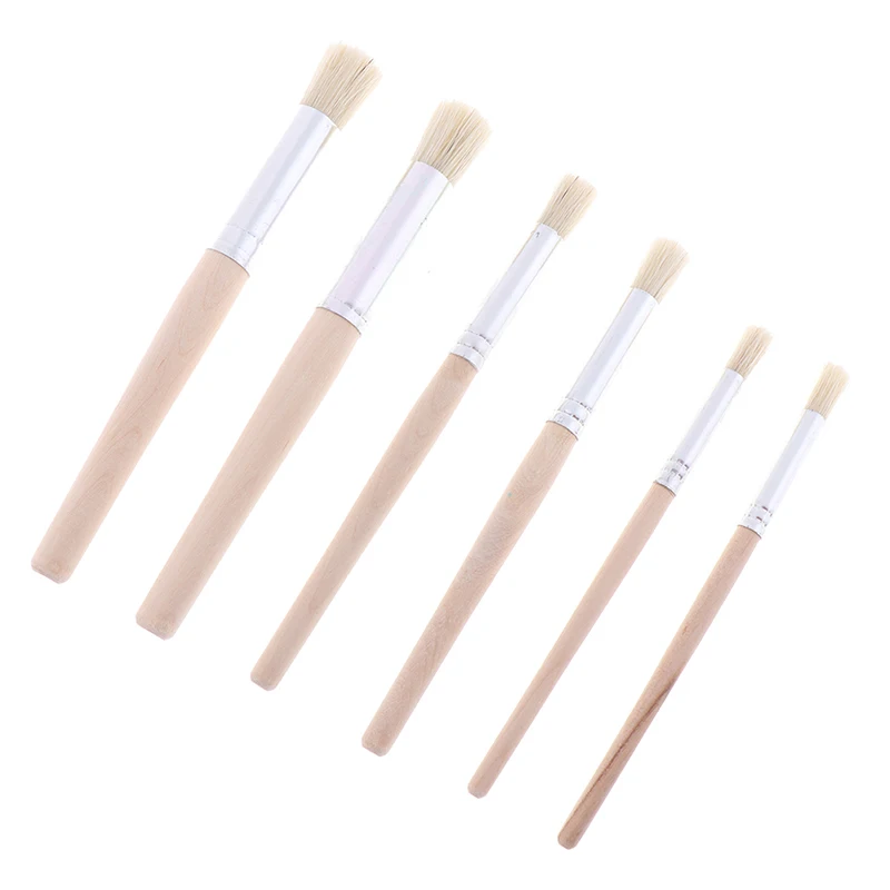 

6Pcs/Set Wood Rods Bristle Drawing Hollow Template Brush Acrylic Oil Brush Painting Brush Set Art Supplies High Quality