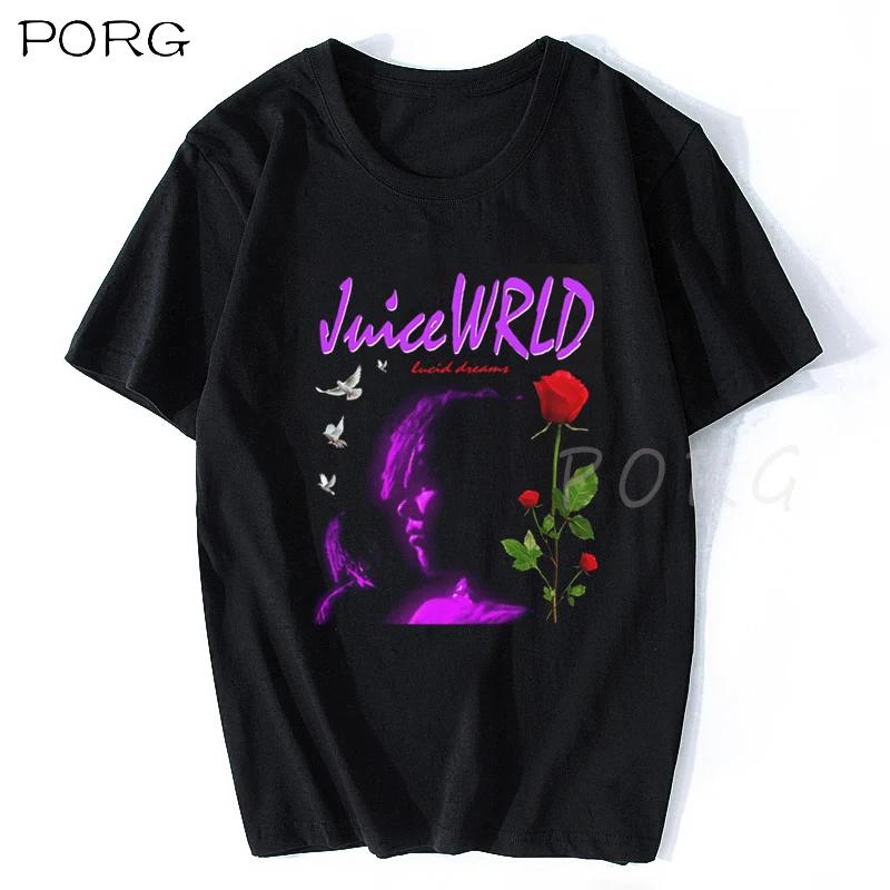 

Juice Wrld Lucid Dreams Rose Mens T-Shirt Black Tee Shirt Oversized T-shirt Hip Hop T Shirt for Men Fashion Men's T-shirts 2021