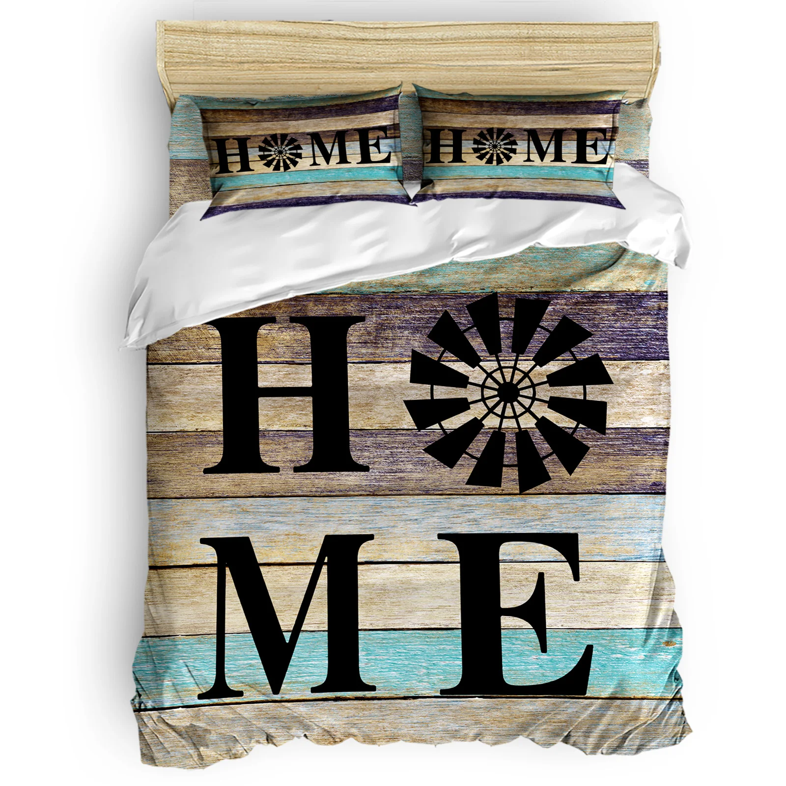 

Farm Windmill Wood Grain Home Luxury Duvet Cover Sets Fashion Bedding Set Home Decoration Bed King Size Comforter Set