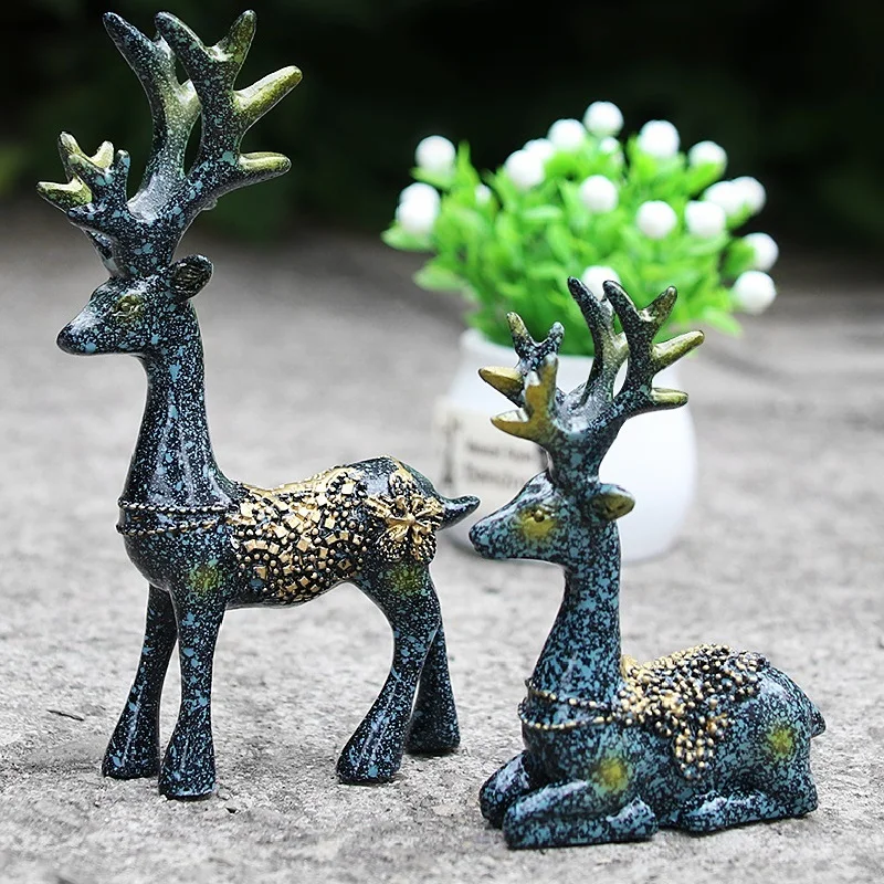 Миниатюрные украшения с оленем в форме пар художественная фигурка из смолы