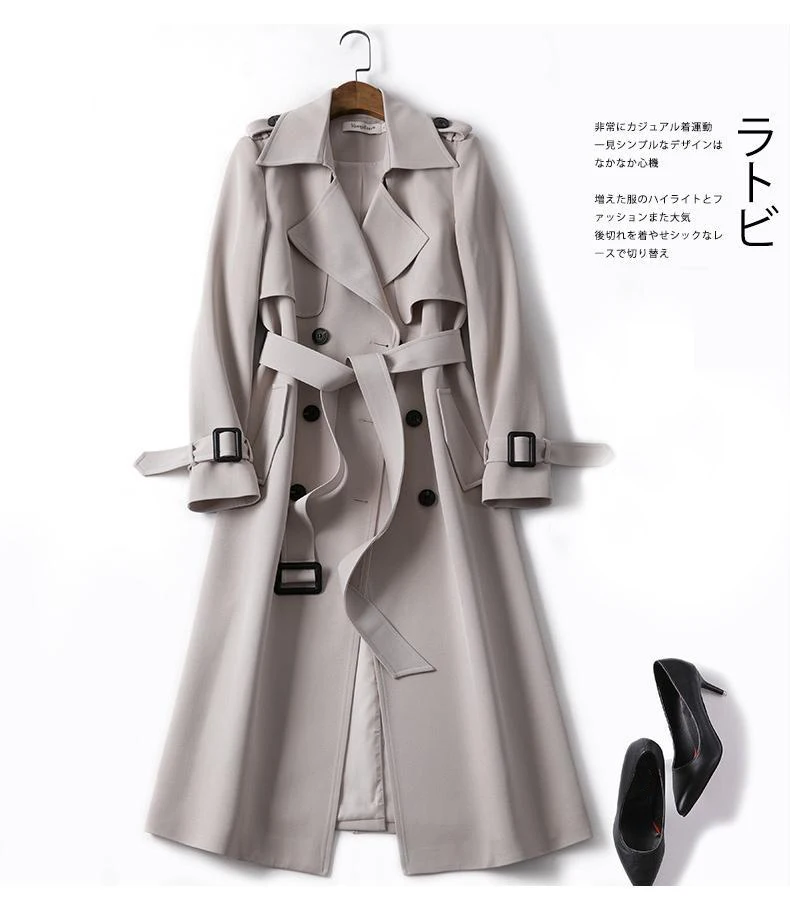 

Autumn women casual solid trench coat korean office warm elegant belted vintage overcoats windbreaker plus size Free Shipping
