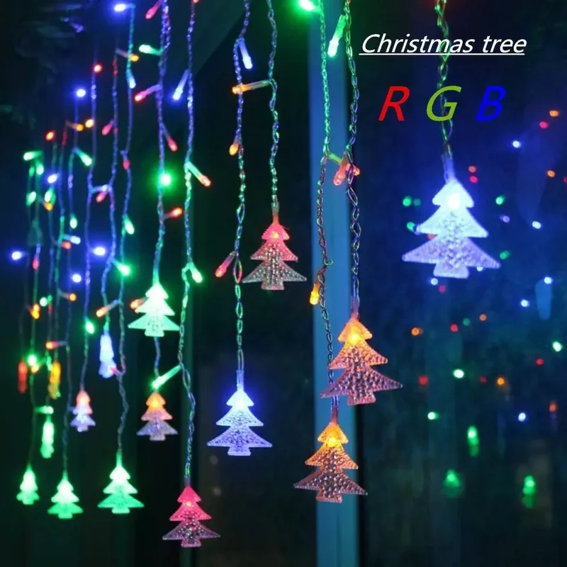 

3.5M 96 Leds Curtain Christmas Tree Icicle String Lights Fairy Lights Christmas New Year Lights Wedding Party Decoration EU 220V