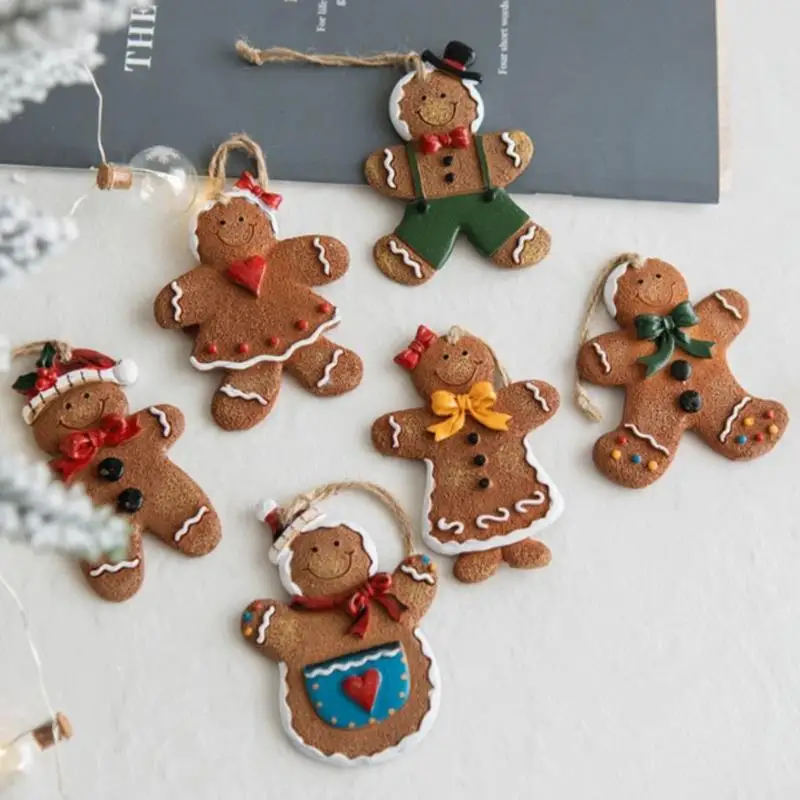 

2022 Navidad Christmas Resin Gingerbread Man Pendant Christmas Tree Ornaments Christmas Decorations for Home New Year Gift