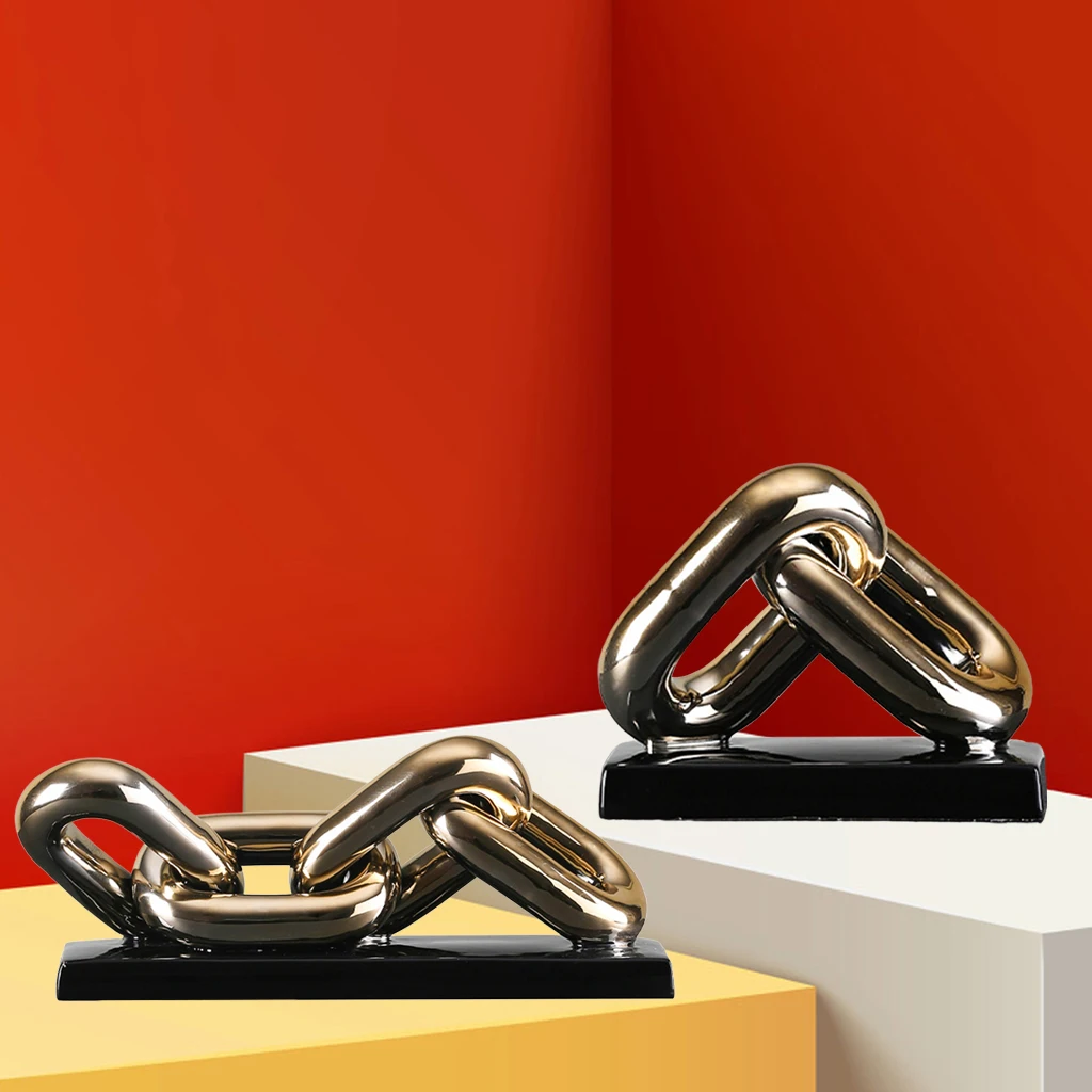 

Nordic Ceramic Statue Golden Chain Sculpture for Home Decoration Collectible