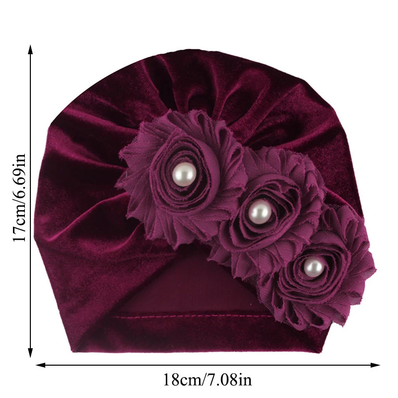 Детская Милая шапка с цветами для девочек и мальчиков шапка-тюрбан жемчугом