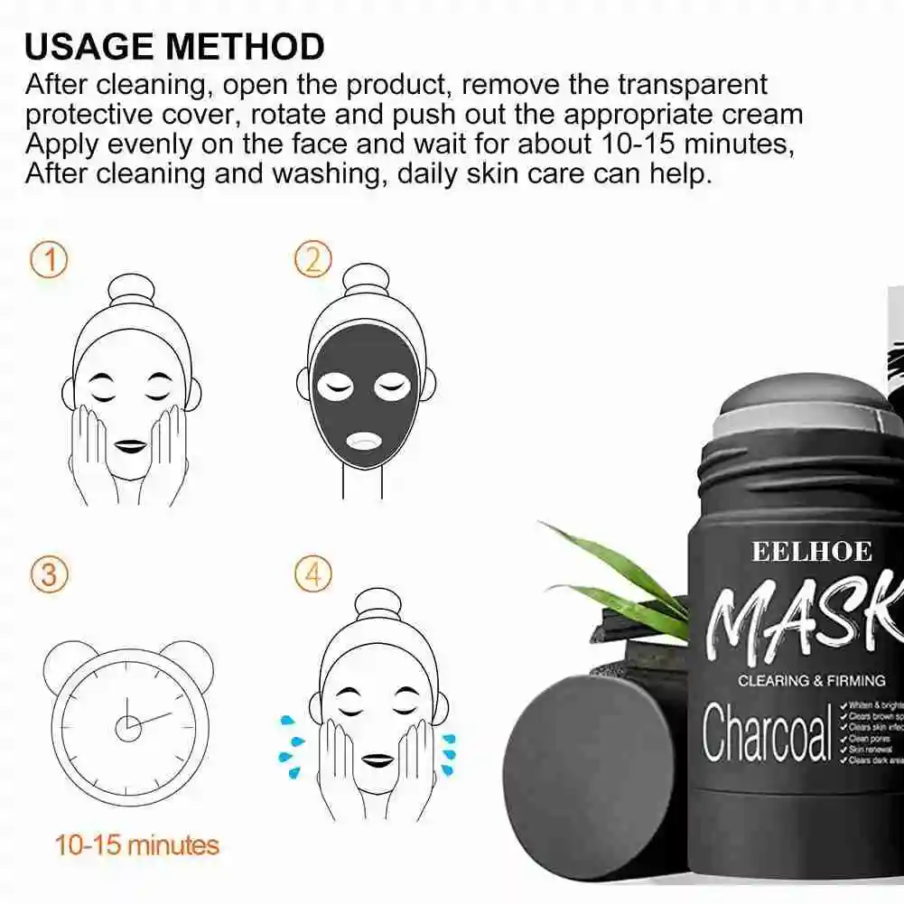 

40g VC Bamboo Charcoal Mask Oil Control Solid Cleansing Mask Mud Mask Shrink Pores Moisturizing Smear Type