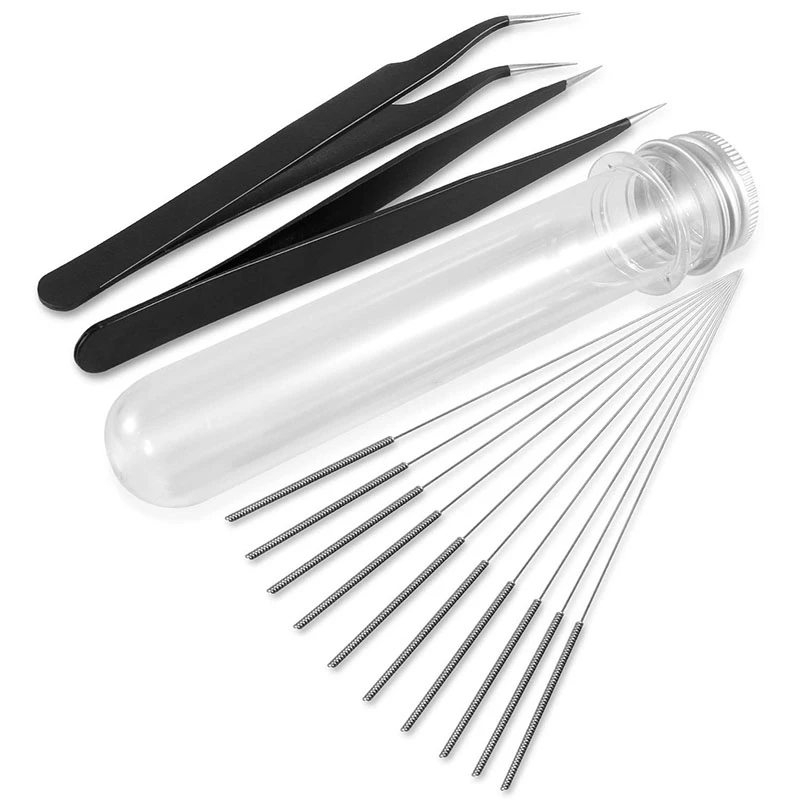 

3D Printer Nozzle Cleaning Kit-0.4mm Needle and Tweezers Kit-Stainless Steel Nozzle Cleaning Kit-A Set of 12