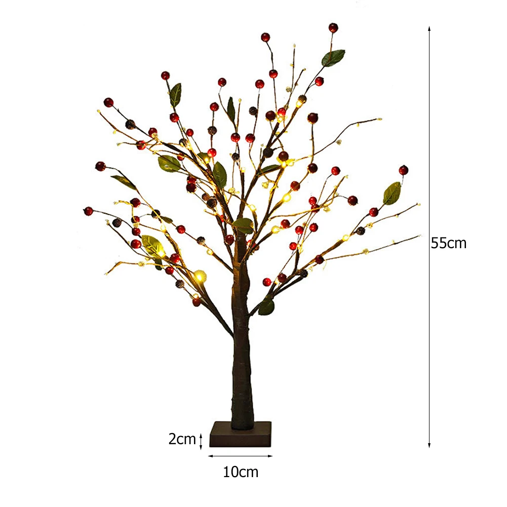 

24LED Red Fruit Tree Lamp Holiday Interior Creative Landscape Tabletop Bonsai Light Luminous Tree For Kids' Bedroom Decor
