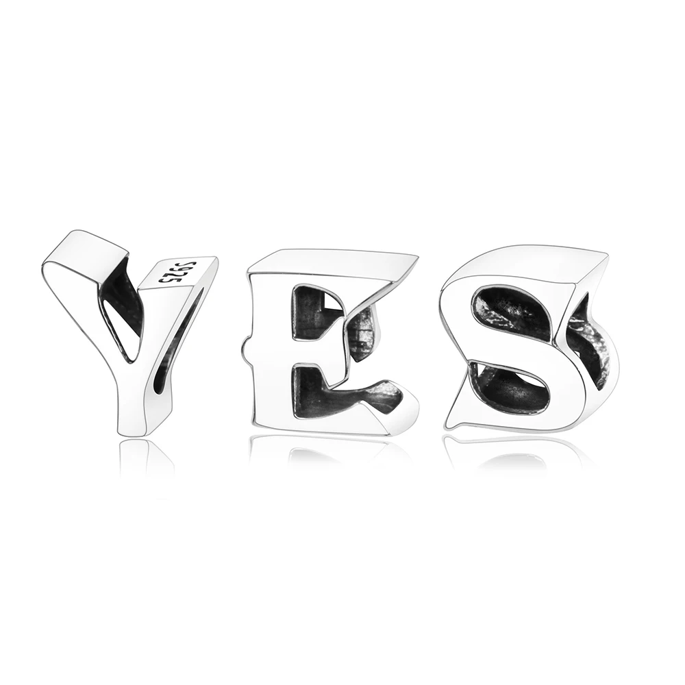 _ Серебряные шармы-бусины с надписью YES NO OK для браслетов pandora | Украшения и