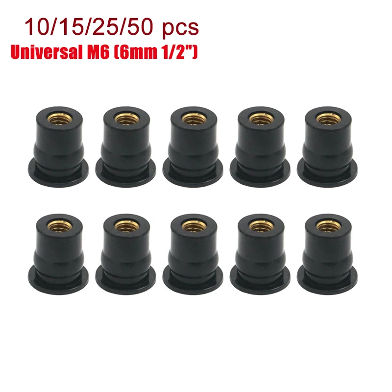 10/15/25/50 шт. резиновые M6 хорошо гайки лобового стекла автомобиля обтекатель ветрового стекла хомут Wellnuts 6 мм 1/" Универсальный мотоцикл латунь хорошо гайка болт и гайка