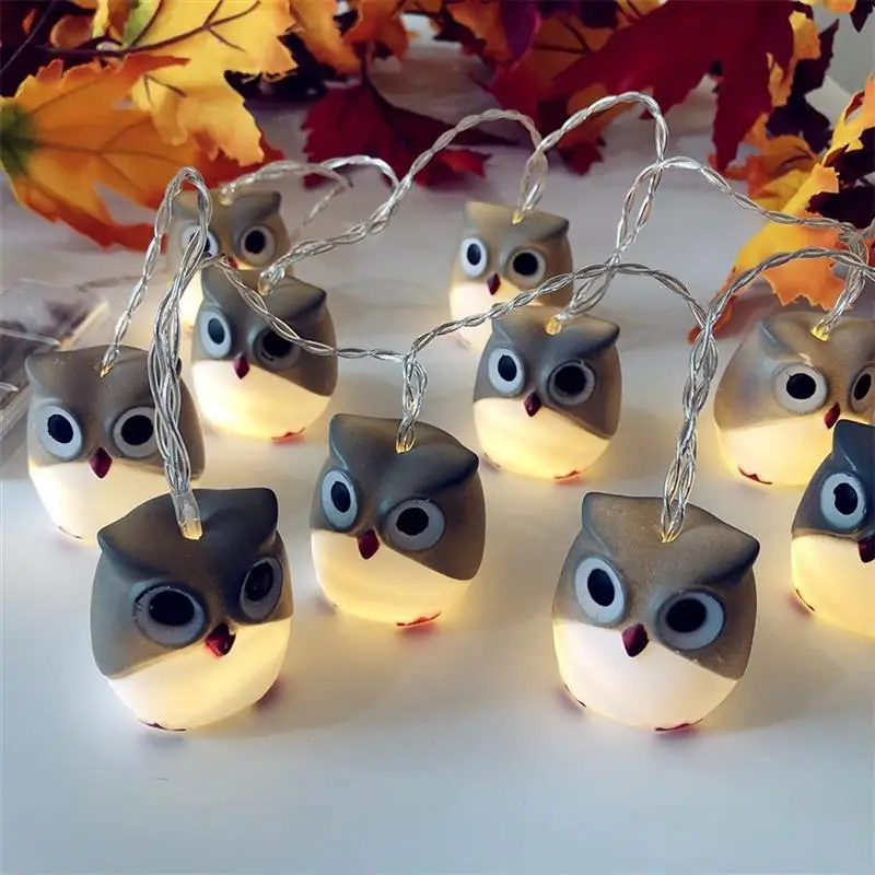 

Garden Decors Lights 10 LED Light String Chains Carnival Halloween Owl String Lights Barbecue DIY Creative Lamp Home Decor