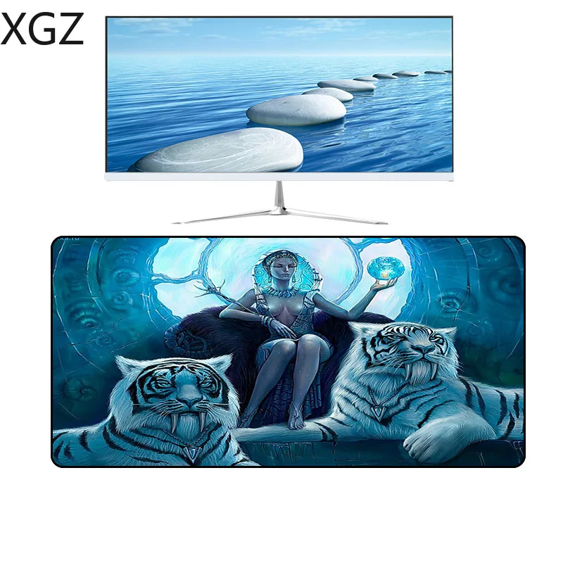 Большой коврик для мыши XGZ с аниме черный шов сексуальная королева тигр