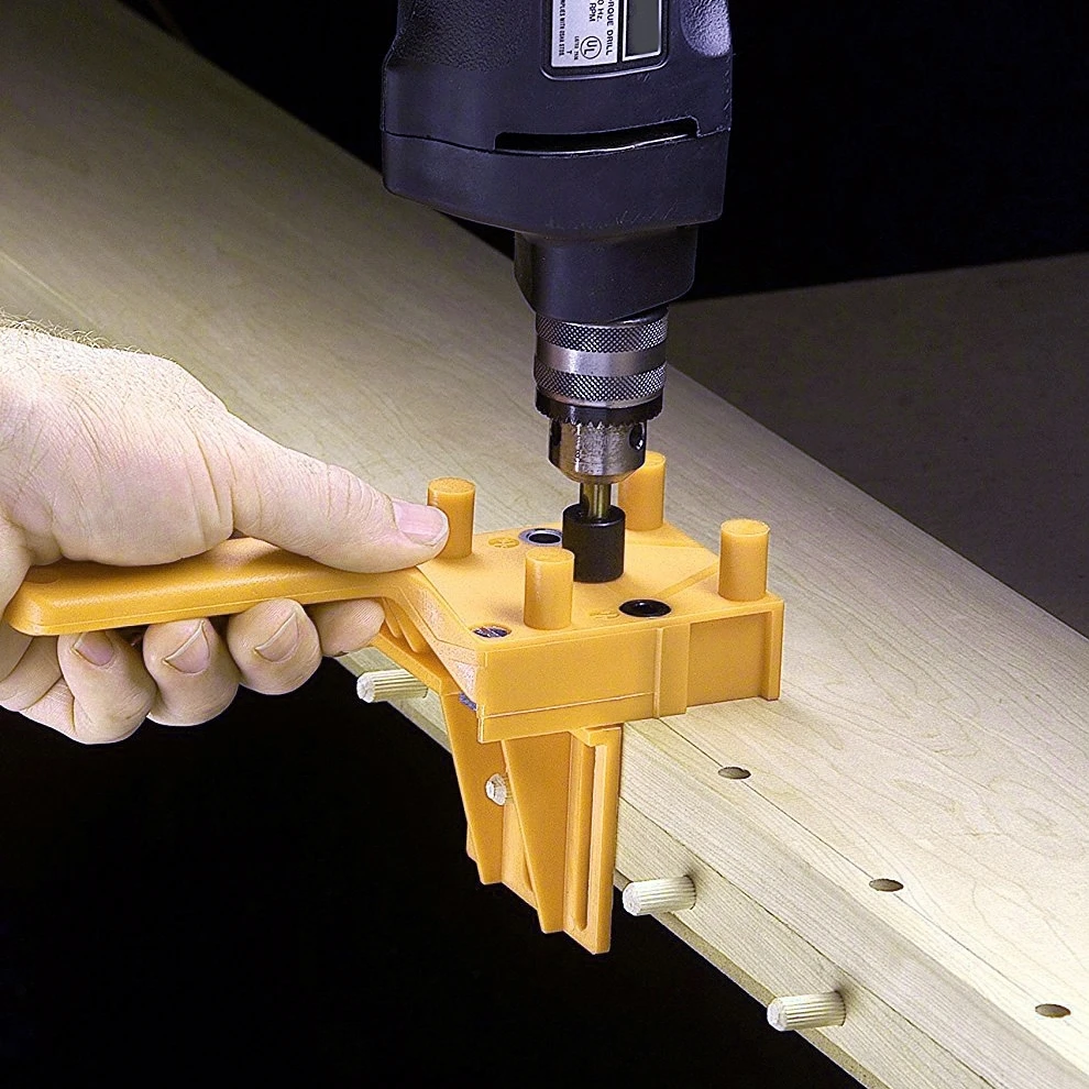 

Woodworking Dowel Jig fits 6 8 10mm Drill Bits Wood Drilling Doweling Hole Saw Tools Handheld Drill Guide with Metal Sleeve