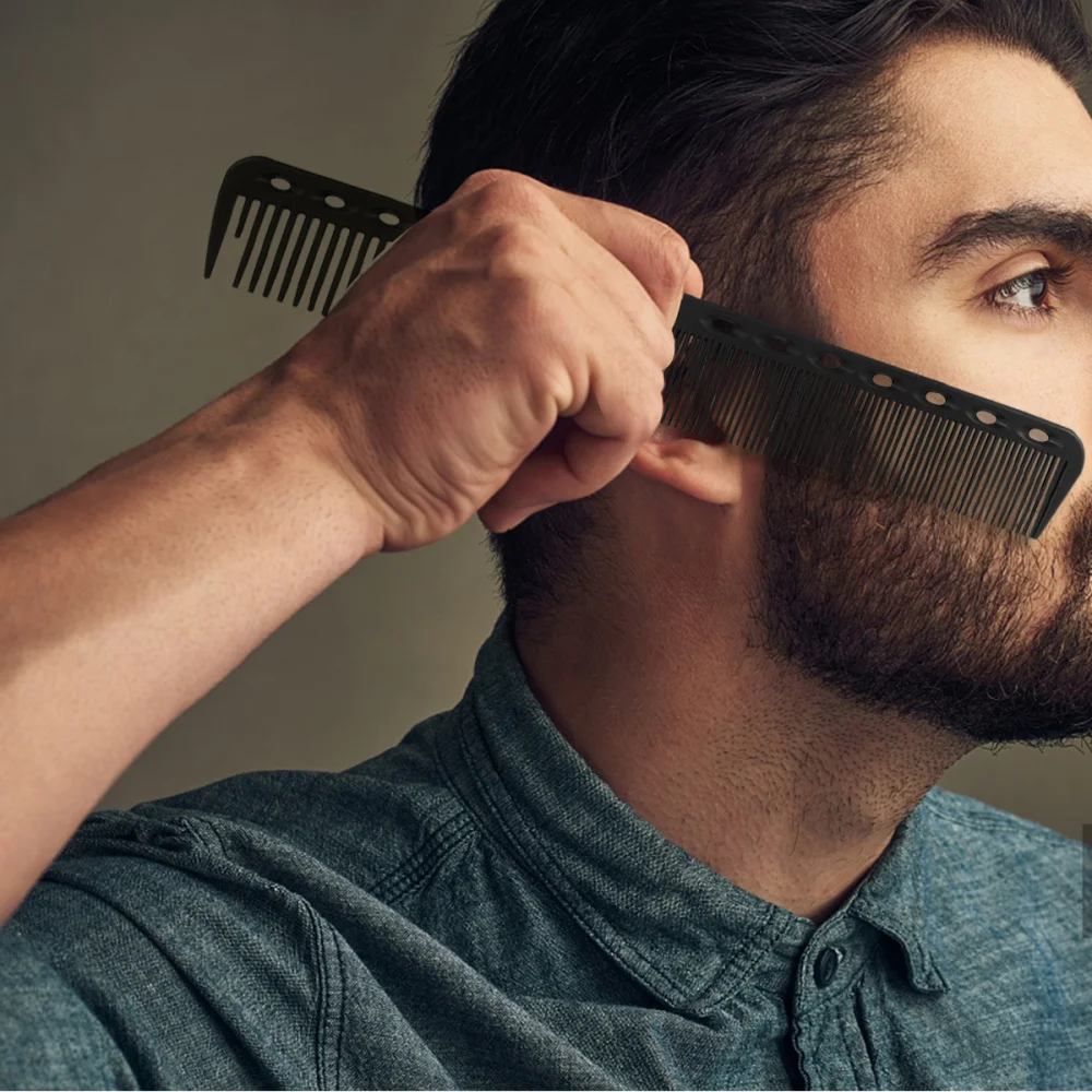 

12pcs Carbon Fiber Combs Hair Cutting Comb Hair Shearing Comb Haircut Supplies Accessories for Men (Black)