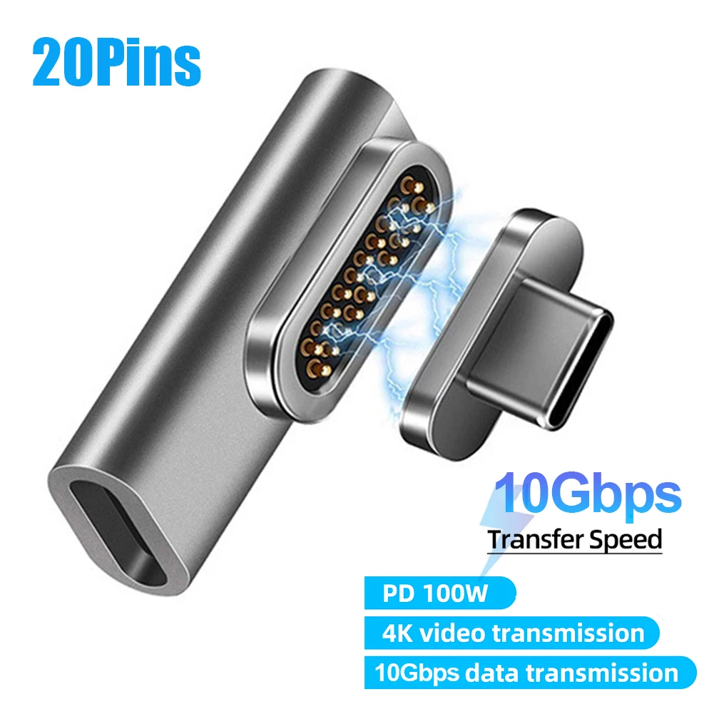 PD 100 Вт 20pin USB C Магнитный адаптер 3 1 преобразователь 4K 10Gbp/s передача данных видео