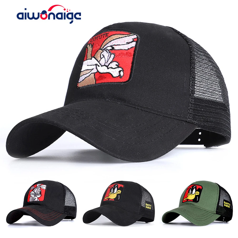 

2020 cartoon baseball cap spring animal embroidery mesh baseball cap breathable shade high quality sports cap fashion unisex new