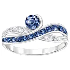 Женское кольцо с сапфиром, модное обручальное кольцо с сапфировым стеклом, Ювелирное Украшение для женщин