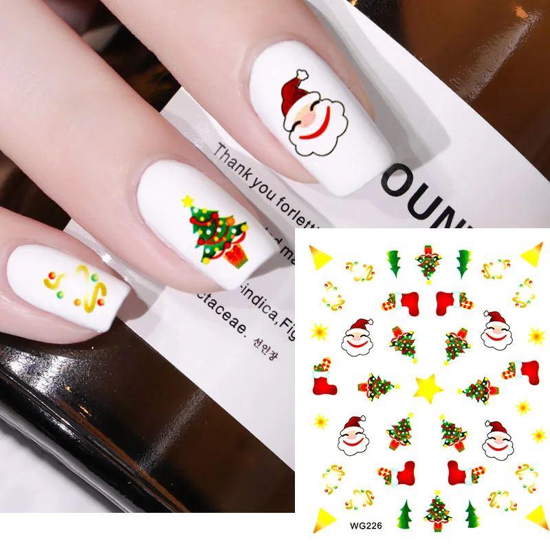 

Наклейки для ногтей, Коллекция наклеек на рождественскую тему, для маникюра, 2020 наклеек для ногтей, зима декоративные наклейки