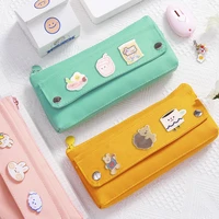 kawaii brooch pencil case fabric pen pouch pencil stationery storage bag double layer pencilcase school supply