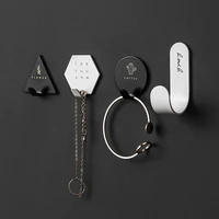 4pcs set Kitchen Wall Hanging Nail-free Door Hooks Creative Nordic Iron Art Viscose Hook Bathroom Seamless Adhesive Robe Hanger