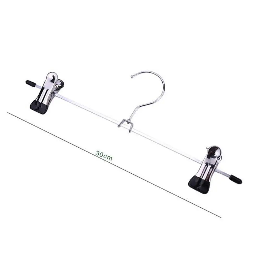 

10PCS Stainless steel Metal Pants Skirt Hangers Drying Racks Trouser Stand Holder With 2 Clips Adjustable