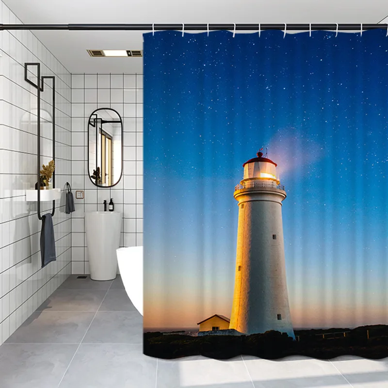 Aggcual Lighthouse view cartoon shower curtain Waterproof moisture-proof Europe bathroom for Bathroom decoration set y66 | Дом и сад