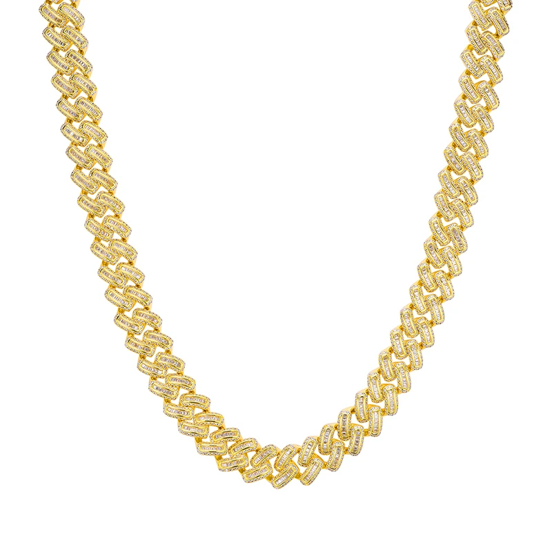 Hip Hop 15MM Bling Iced Out AAA CZ Square Zircon Cuban Link Chain Necklace For Men's Copper Necklaces For Men Jewelry