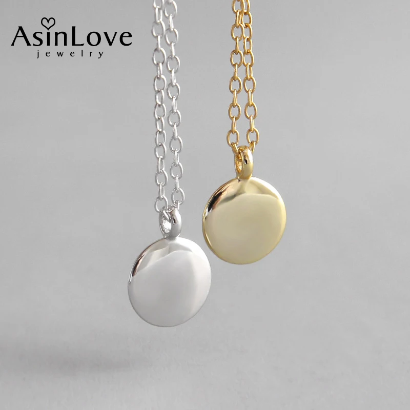 Простое колье AsinLove из 18-каратного золота маленькая круглая подвеска