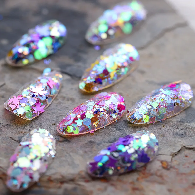 

Holographics Nail Mermaid Glitter Flakes Sparkly 3D Hexagon Butterfly Sequins Spangles for Gel Paillette Manicure Nail Art Decor