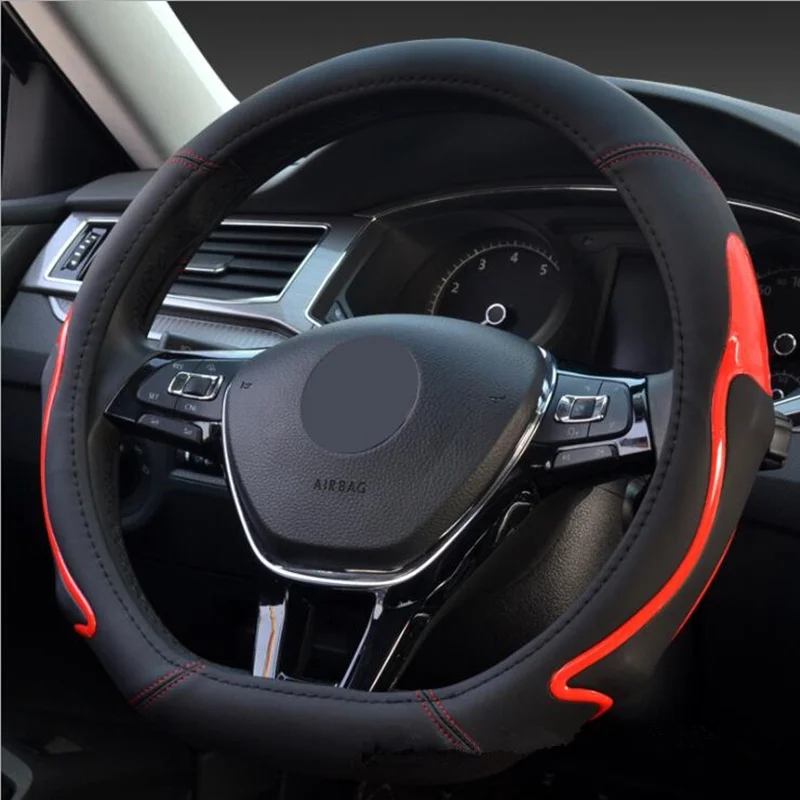 D Форма кожаный чехол рулевого колеса автомобиля для Volkswagen Golf 6 7 Polo Passat Tiguan 2016 2017