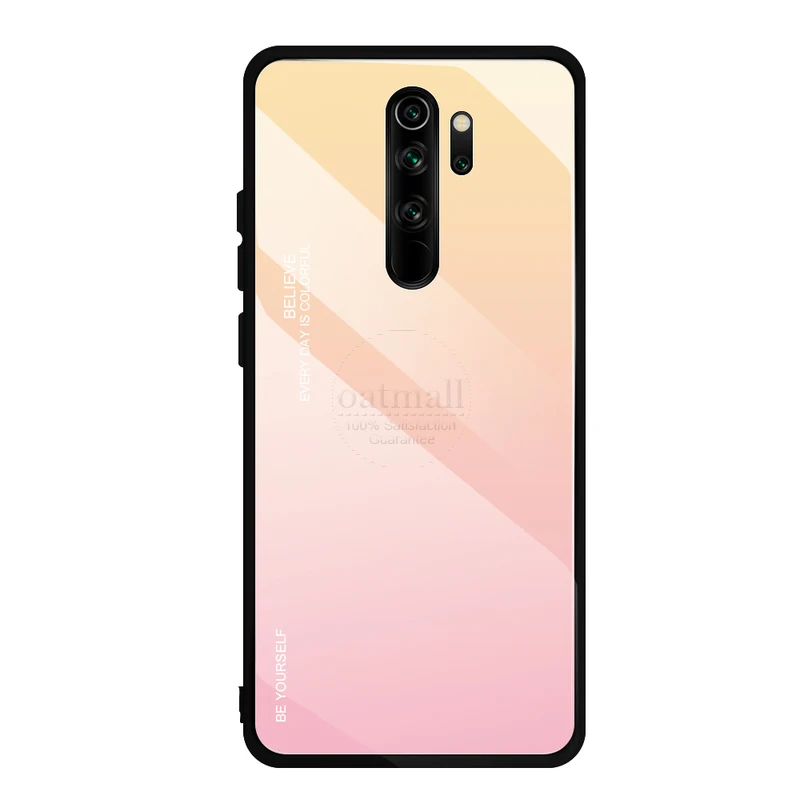 Gold Pink Блестящая задняя крышка для Xiaomi Redmi Note 8 Pro, чехол из закаленного стекла с градиентом, мягкая форма из ТПУ для Redmi 8 8A, чехол для телефона - Цвет: Gold Pink