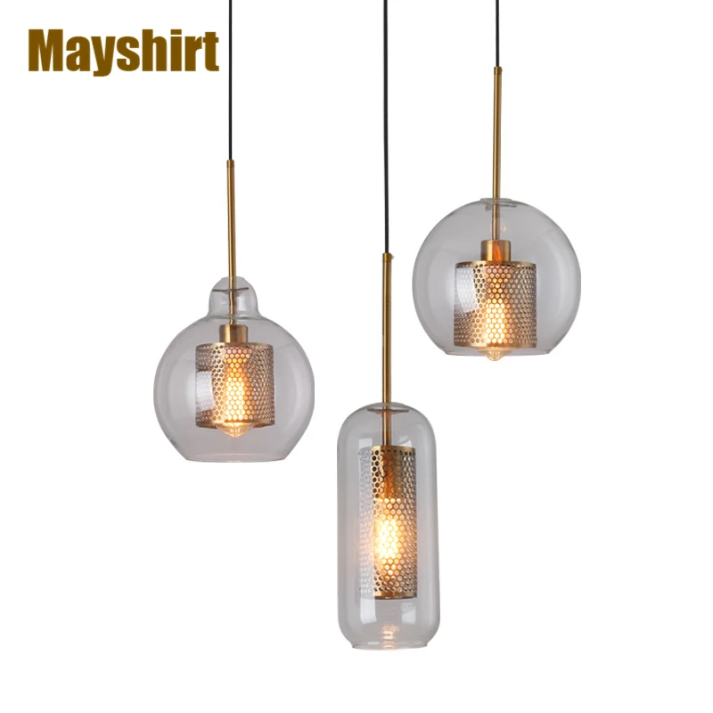 

Nordic Glass Pendant Lights Modern Bar Lamp Living Room Bedroom Kitchen Hanging Light Fixtures Metal Industrial Lamp Loft Decor