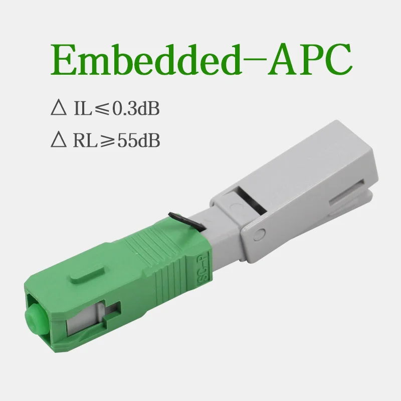 

200pcs Embedded-SC APC Fiber Optic Quick Connector FTTH Single-Mode Fiber Optic Fast Connector Field Assembly Optical Connector