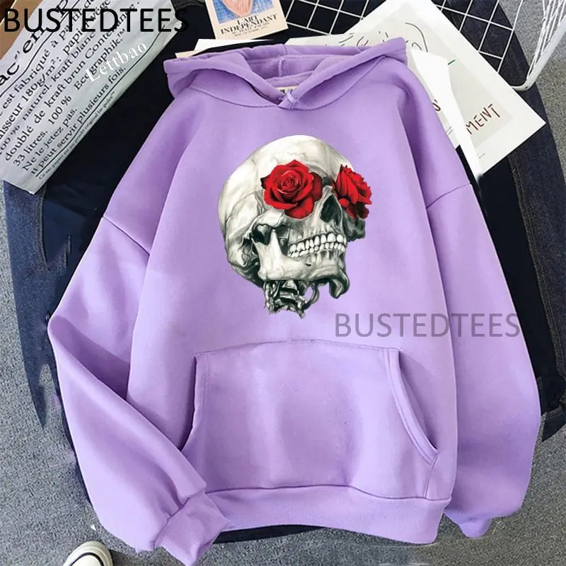 

Rose Skull Hoodies Women Harajuku Ulzzang Grunge Hoodies 90s Fashion Vintage Hoodies Korean Style Long Sleeve Sweatshirts Tops