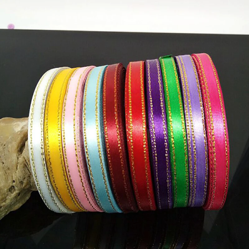 

New 22.3m Colorful Golden Rim Ribbons Wedding Christmas Birthday Party DIY Decorations 16 Colors 6A1221