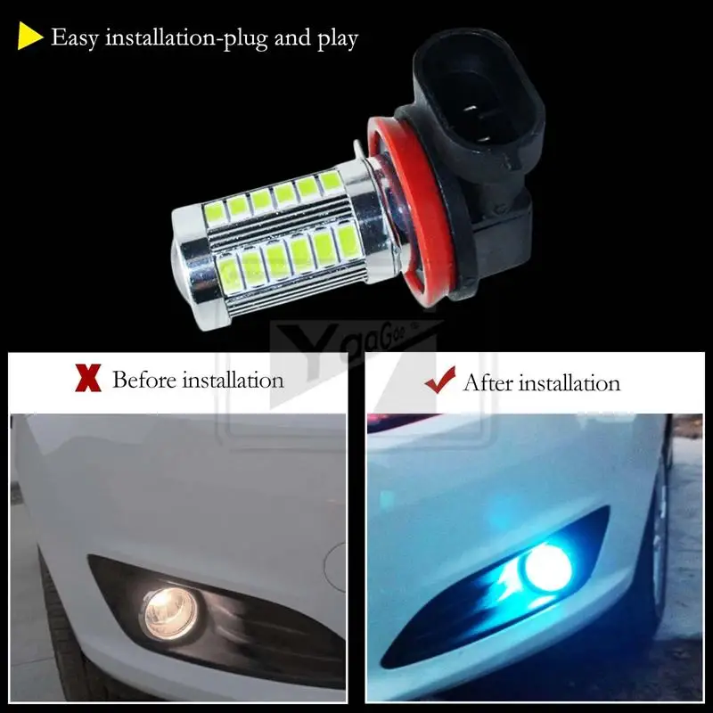 YaaGoo светодиодный фонарь для вождения автомобиля H8 H11 33SMD высокой мощности светло-голубой противотуманный фонарь