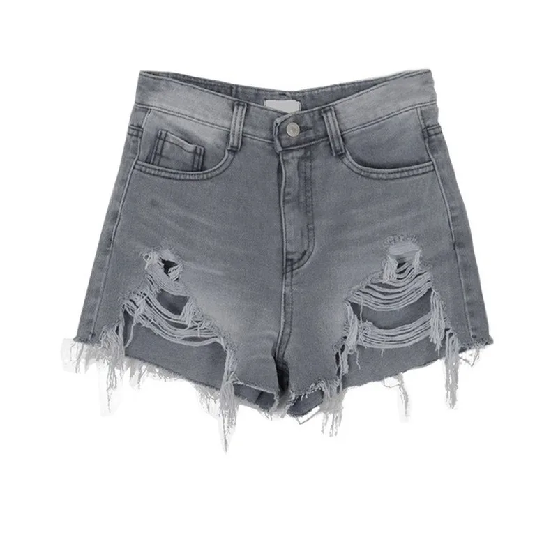 

Summer Female High Waist Denim Shorts Loose Straight Large Size Shorts Jeans New Casual Solid Trousers Wide LegStreetwear Jeans