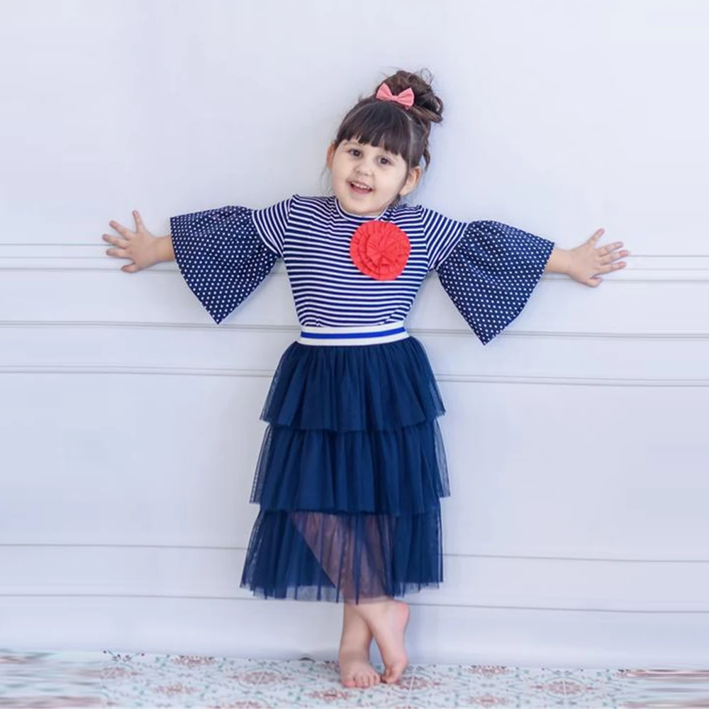 Новое платье для мамы и дочки милая одежда полосатая футболка с круглым вырезом