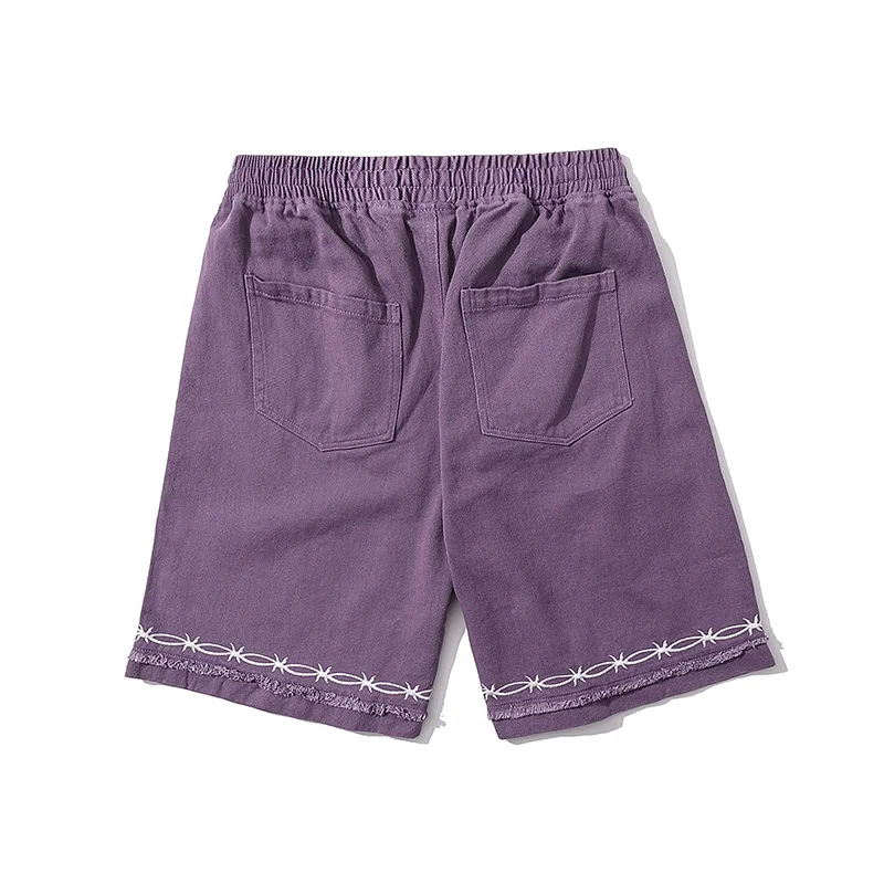 

Thorn Letter Embroidery Shorts for Men and Women Drawstring Straight Casual Five-point Pants Oversize Hip Hop Baggy Short