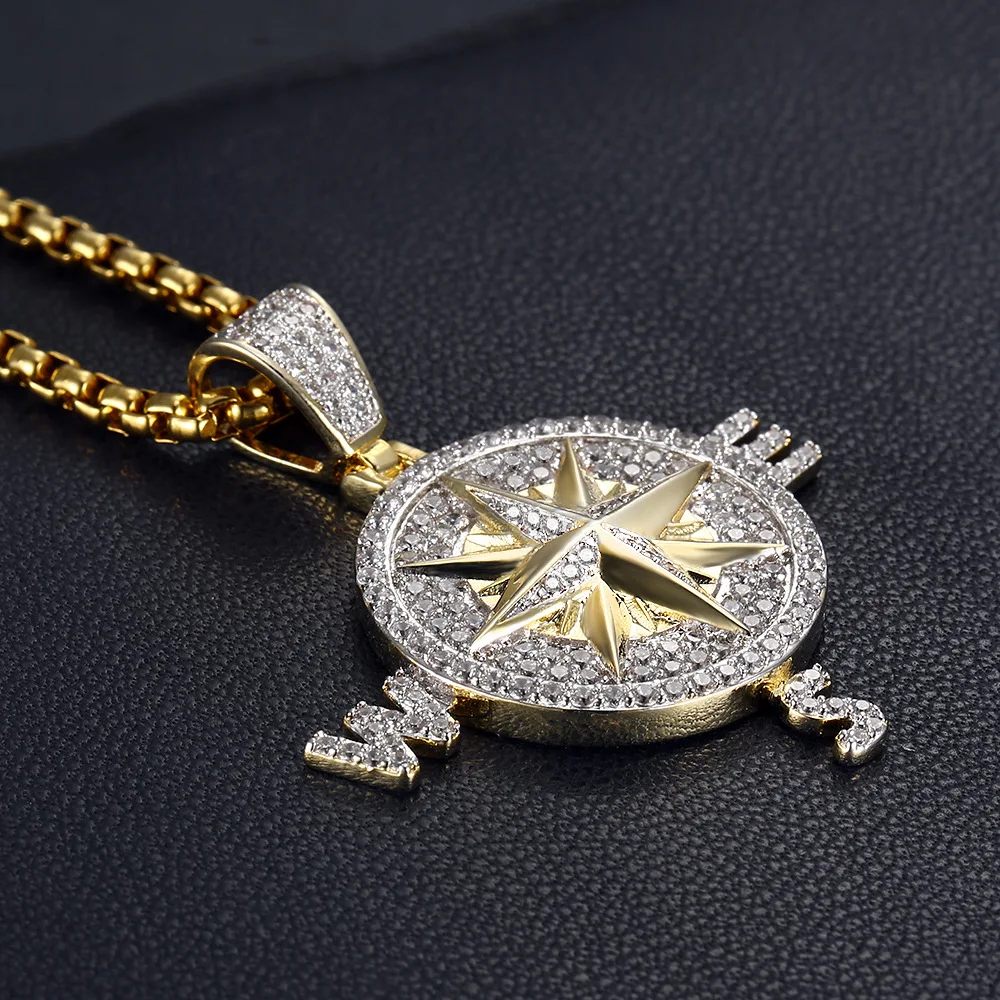 Мужские ожерелья с подвеской в форме компаса стиле хип хоп модные подвески