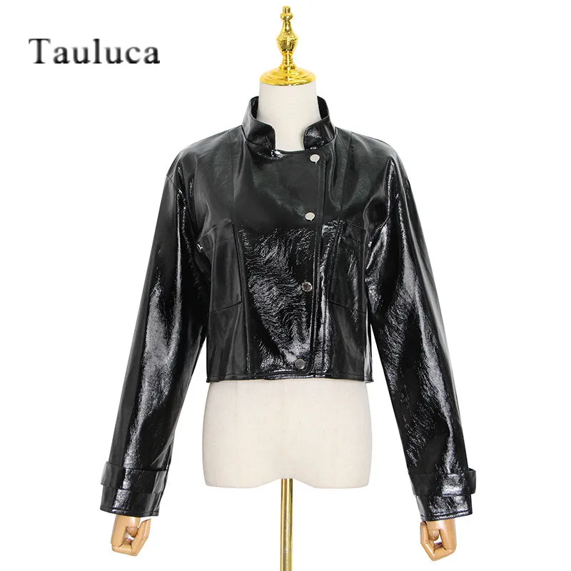 Autumn Winter Luxury Brand Designer 2021 New Fashion Korean Faux PU Leather Motorcycle Jackets Coats For Women Short Jacket Tops