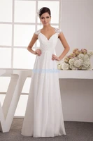 free shipping 2016 new design hot sale beach cap sleeve fashion bridal gown v neck custom sizecolor long white bridesmaid dress