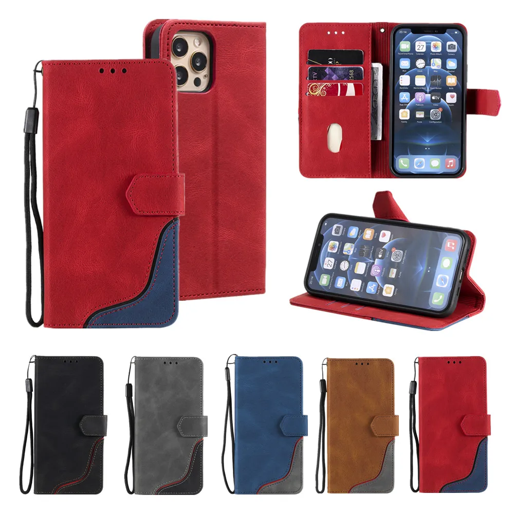 

Leather Wallet Case for iPhone 12 Mini 11 Pro Max XR X XS SE 2020 6S 7 8 Plus Flip Card Holder Bracket Shockproof Lanyard Fundas