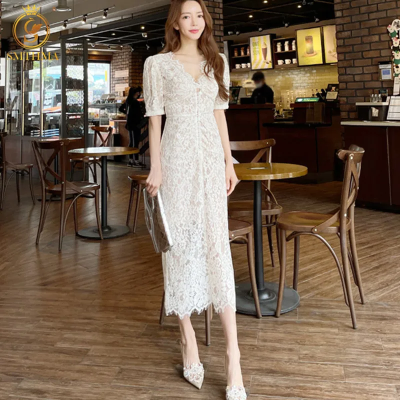 

SMTHMA, новое модное летнее платье из двух предметов, 2022, сексуальное кружевное Открытое платье с v-образным вырезом, хит продаж, роскошные длин...