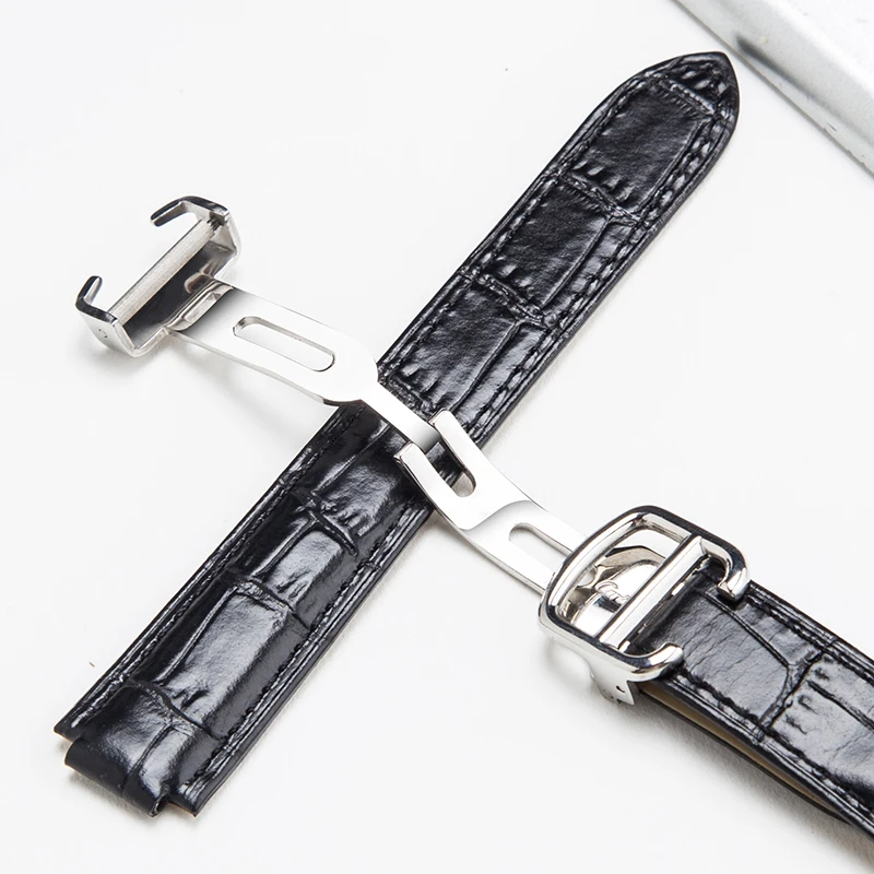 Ремешок для наручных часов из натуральной кожи браслет с пряжкой золотистого